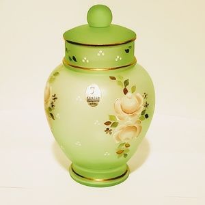 Fenton Glass Jar with Lid "Roses"